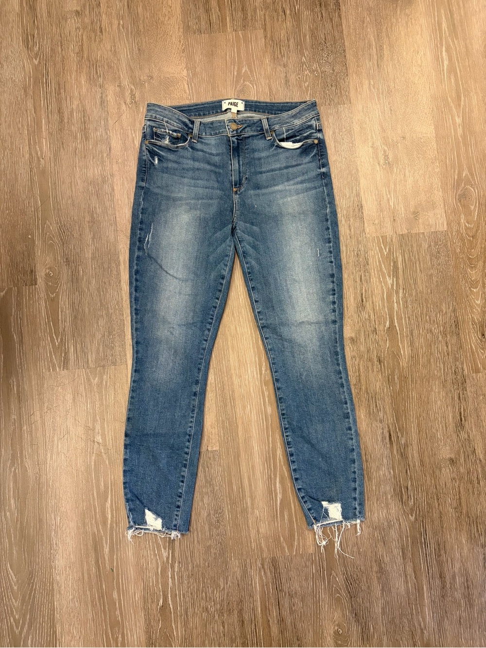 PAIGE Blue High-Rise Ankle Skinny Jeans